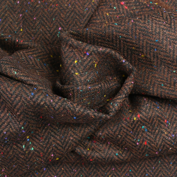 Laine mélangée chevron mouchetée marron