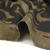 Doupion 100% soie imprimé ornement fond beige