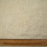 Linen viscose embroidered openwork sequins flowers string background