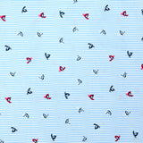 Coton imprimé rayure bleu et oiseau
