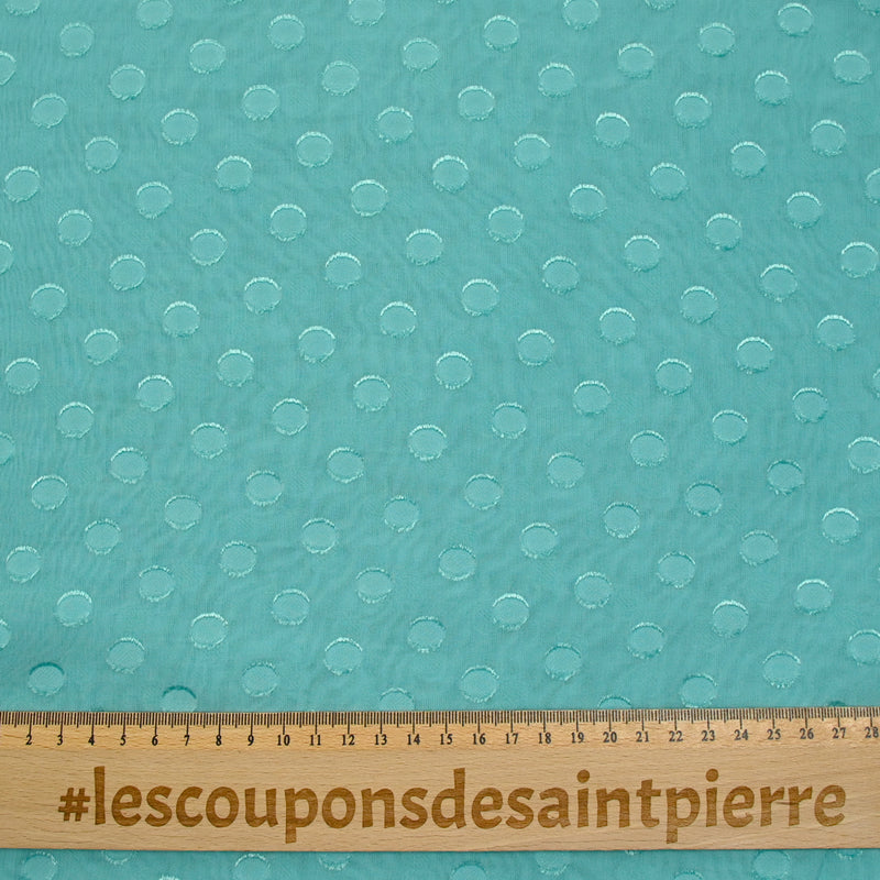 Crêpe georgette viscose à pois jacquard bleu