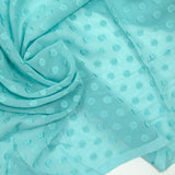 Crêpe Georgette Viscose with jacquard blue polka dots