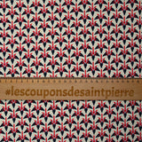 Cotton and viscose graphic print with red ecru background