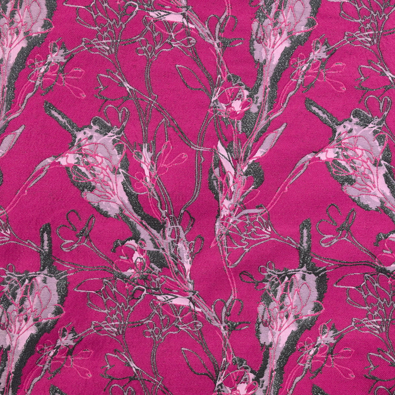 Brocart polyester désert de fleurs fond fushia