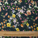 Twill de viscose imprimé botanique fond marine