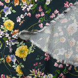 Twill de viscose imprimé botanique fond marine