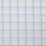 Popeline polycoton tissée-teinte à carreaux Barnabé bleu fond blanc