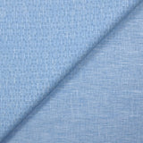 Popeline polycoton imprimée carreaux en pointillisme fond bleu chiné