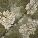 Satin de viscose imprimé ombre de fleurs fond vert-de-gris