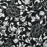 Satin de viscose imprimé fleurs en arabesque fond noir