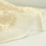 Tulle brodé dentelle 3D champagne