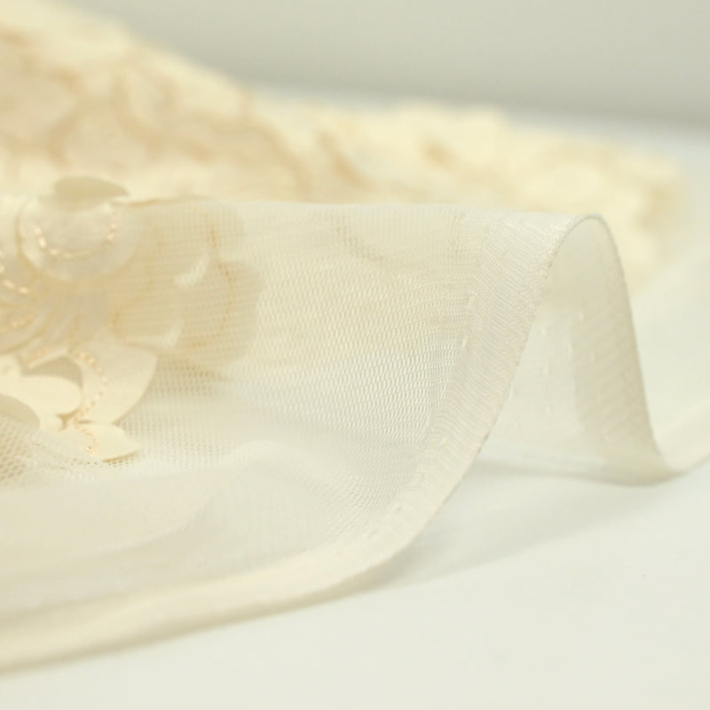 3D champagne lace embroidered tulle