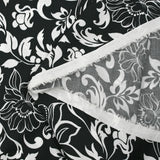 Satin de viscose imprimé fleurs en arabesque fond noir