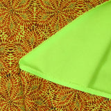 Crêpe lourd imprimé rosace d'automne fond vert fluo