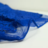 Blue 3D lace embroidered tulle