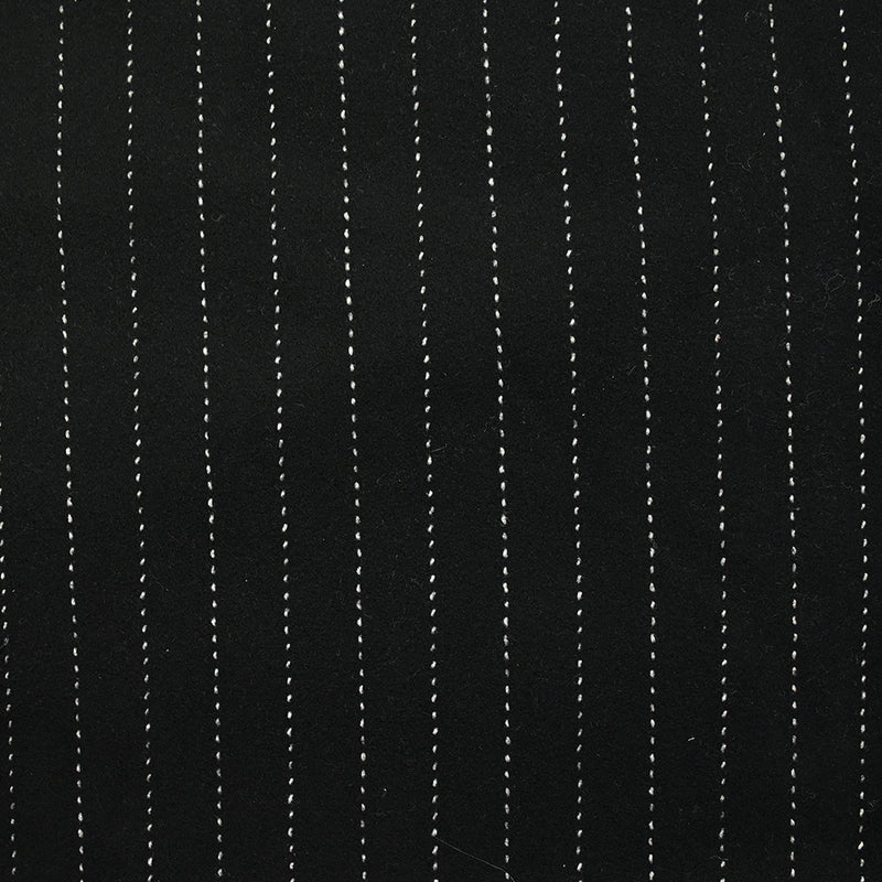Drap de laine mélangée rayure blanche fond noir