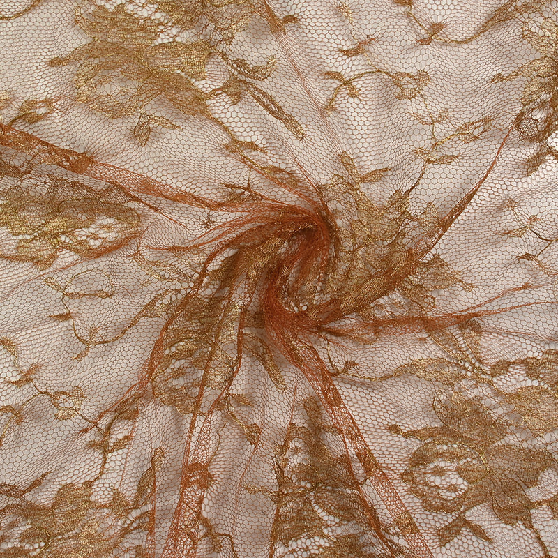 Dentelle de Calais® Calandra cuivre et doré au mètre