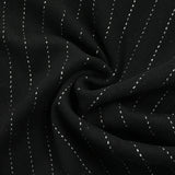 Drap de laine mélangée rayure blanche fond noir