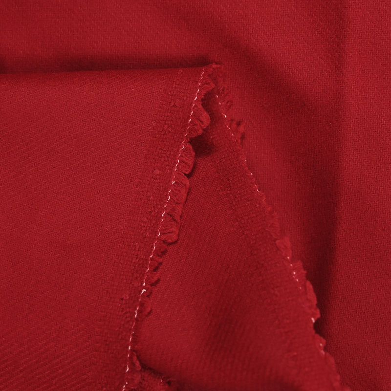 Sergé de laine mélangée rouge cerise