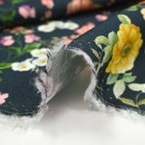 Twill de viscose imprimé botanique fond marine