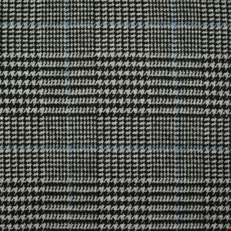 Laine mélangée Prince de Galles ligne bleue fond gris et noir