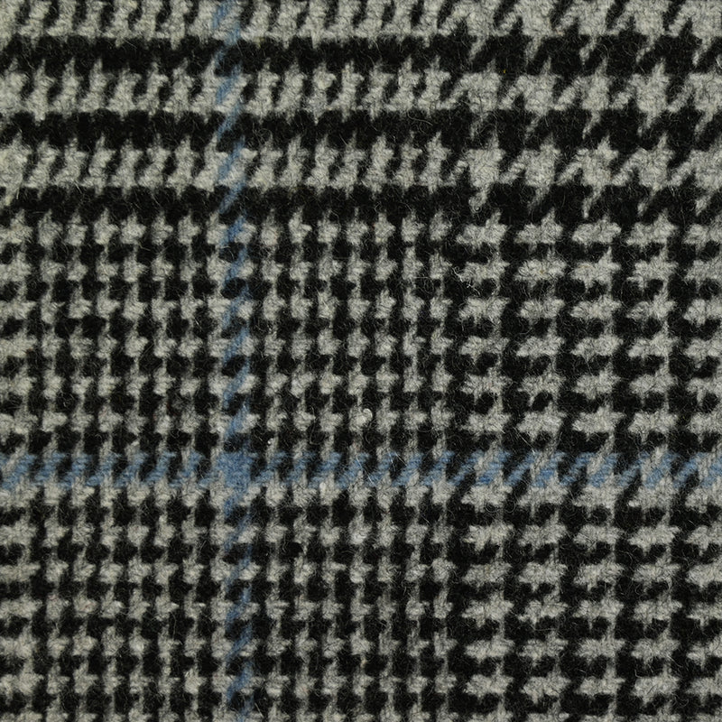 Laine mélangée Prince de Galles ligne bleue fond gris et noir