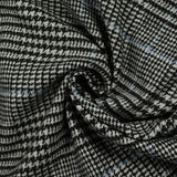 Laine mélangée Prince de Galles ligne bleue fond gris et noir