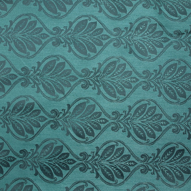 Jacquard de polyester feuille mystique bleu caraïbes et gris bleuté