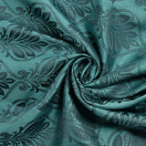 Jacquard de polyester feuille mystique bleu caraïbes et gris bleuté