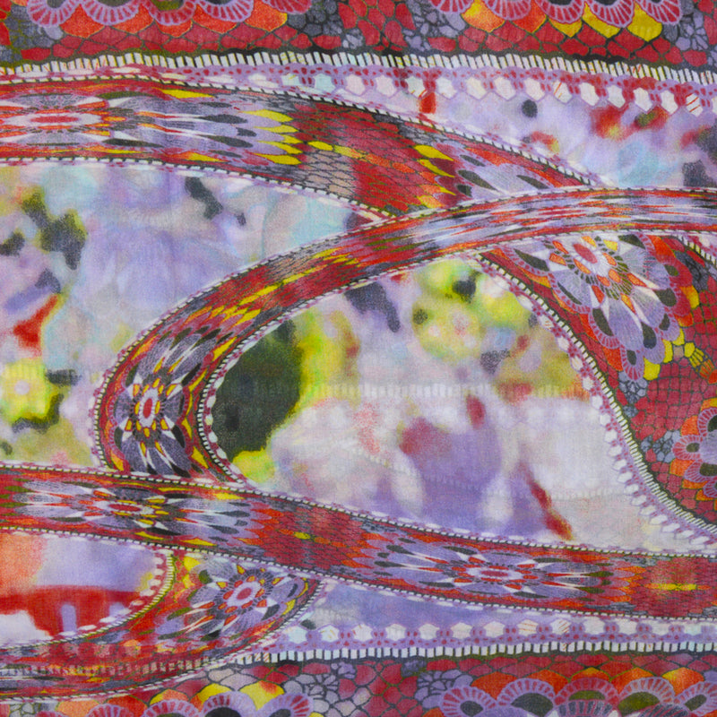 Voile de coton imprimé Cala Luna rouge