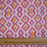 Double gaze matelassée double face indien Bihar fond rose et blanc au mètre