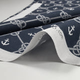 Polycotton printed knot and ink navy background