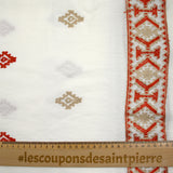 Crêpe viscosa bordada justine rojo blanco fondo roto