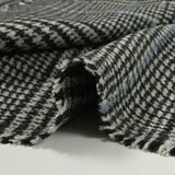 Laine mélangée Prince de Galles ligne bleue fond gris et noir