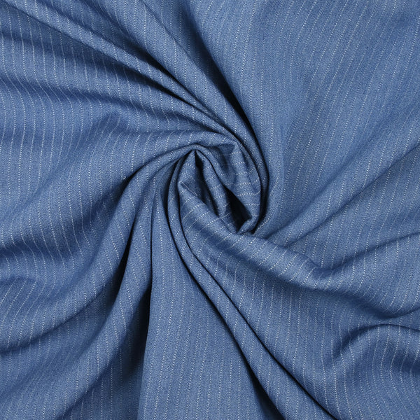 Viscose jeans rayures blanches fond bleu moyen