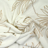 Crêpe polyester feuillage fond blanc