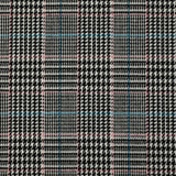 Tejido de poliviscosa teñido príncipe de gales blanco y negro línea rosa y azul
