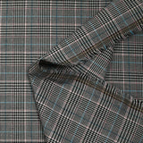 Tejido de poliviscosa teñido príncipe de gales blanco y negro línea rosa y azul