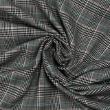 Tejido de poliviscosa teñido príncipe de gales blanco y negro línea rosa y azul