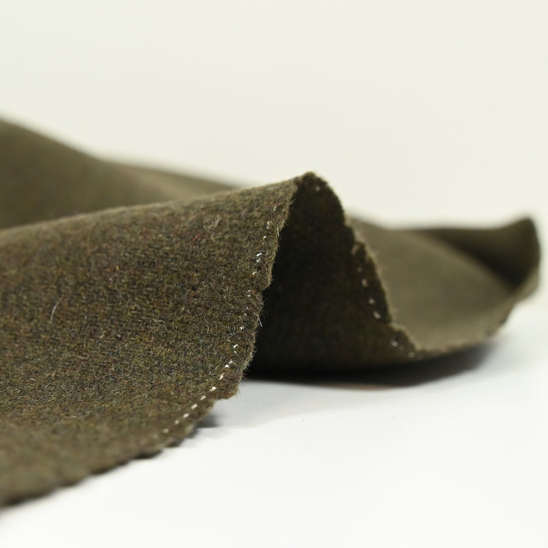 Sergé de laine mélangée vert militaire