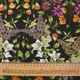 Viscose imprimée bouquet sauvage fond marron