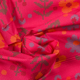Coton imprimé fleurs fond magenta