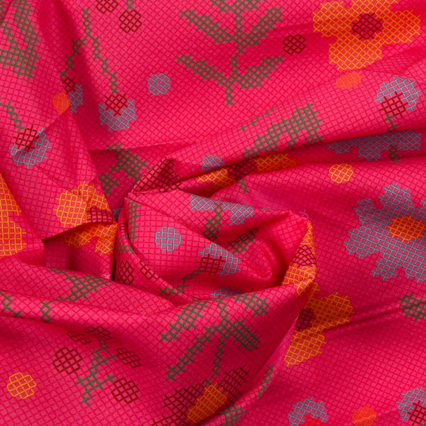 Coton imprimé fleurs fond magenta