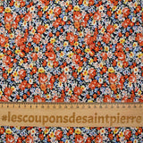 Viscose imprimée fleurs caramel fond marine