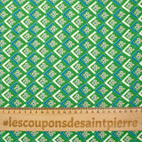 Viscose imprimée vintage fond vert