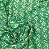 Viscose imprimée vintage fond vert