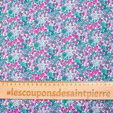 Coton imprimé Matilde fleurs canard et fuchsia au mètre