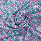 Coton imprimé Matilde fleurs canard et fuchsia au mètre
