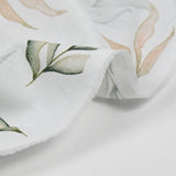 Coton imprimé feuille de bambou fond blanc