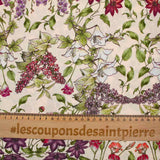 Viscose imprimée lien floral fond crème